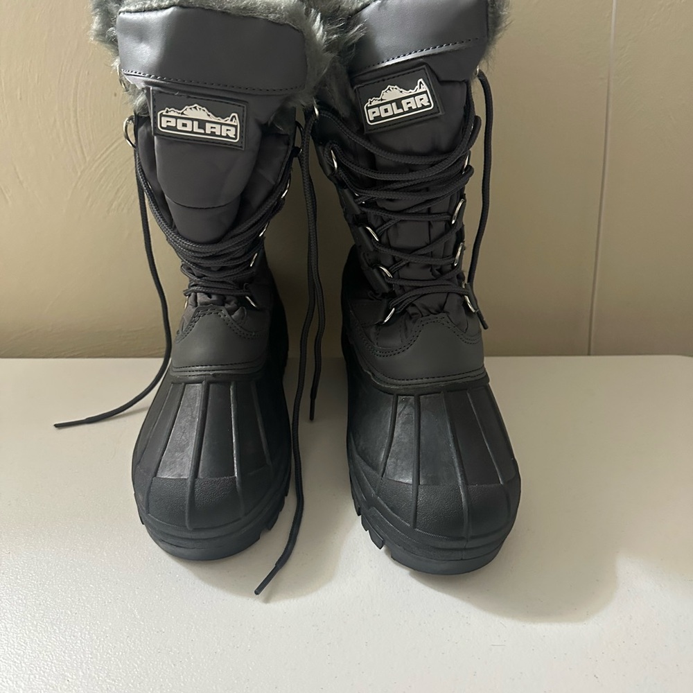 Polar Black Winter Boots with Fur Trim